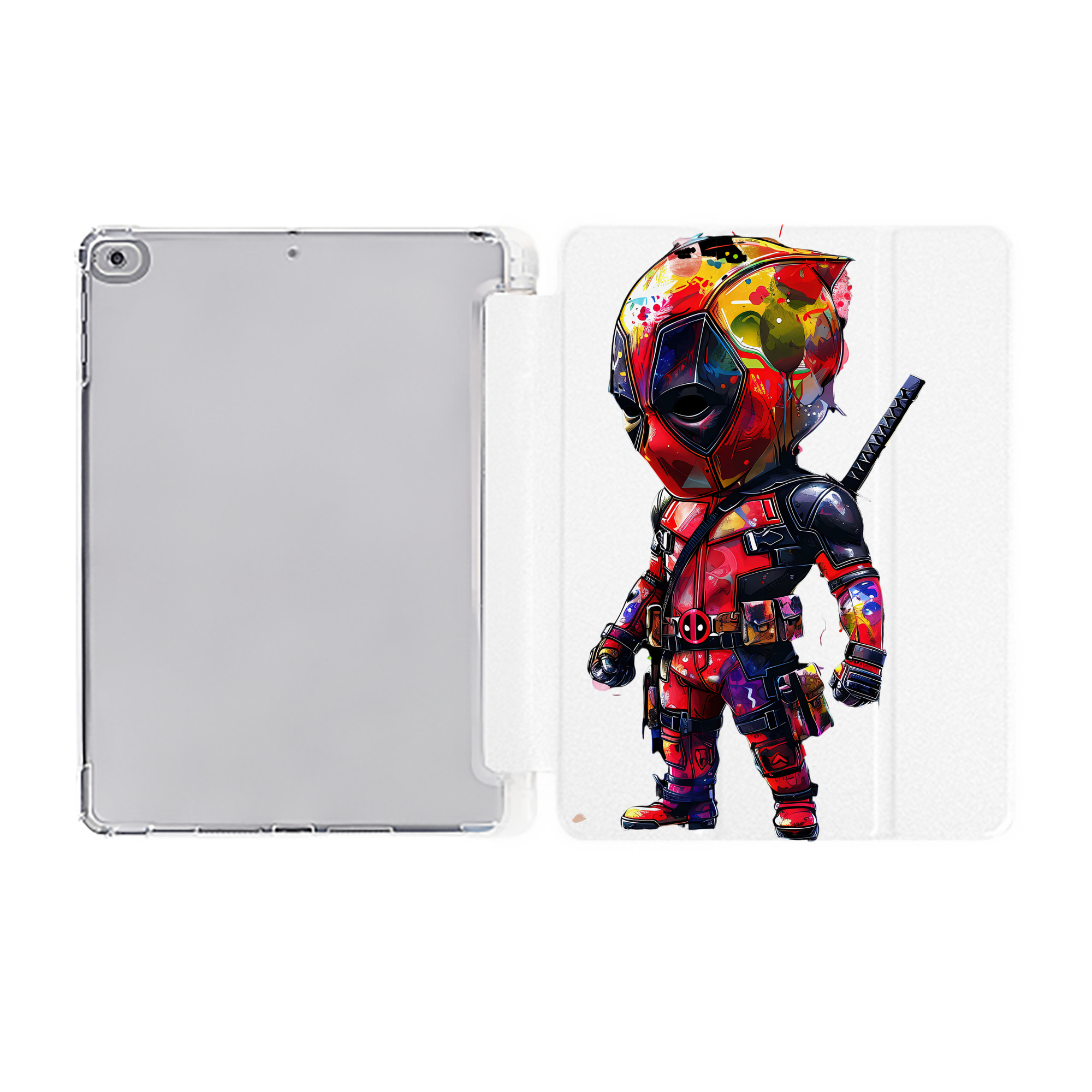 （画像用） Deadpool デッドプール IPad ケース ペン収納付き 三つ折りスタンド PUレザー×シリコン 対応機種9.5/10.5/10.9インチ